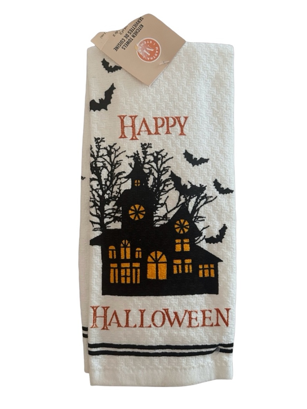 MARTHA STEWART Cotton Kitchen Towel (pair of 2) Happy Halloween Haunted House